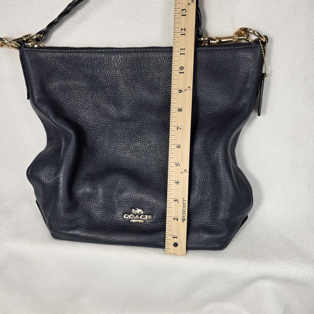 COACH ABBY Navy Blue Pebbled Leather Hobo Shoulder Duffle Bag Purse Tote F31507 - Picture 10 of 10